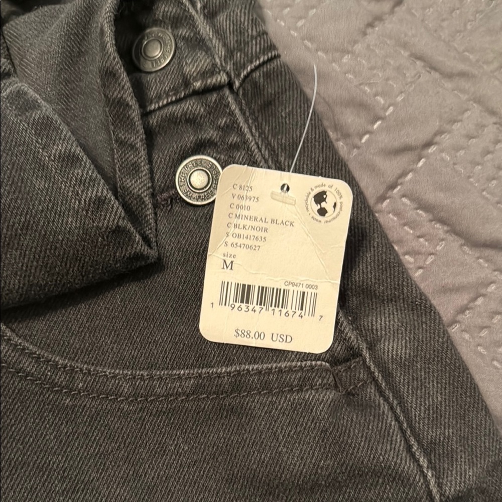 Free People Black Denim Overalls High-Waisted - Picture 4 of 7